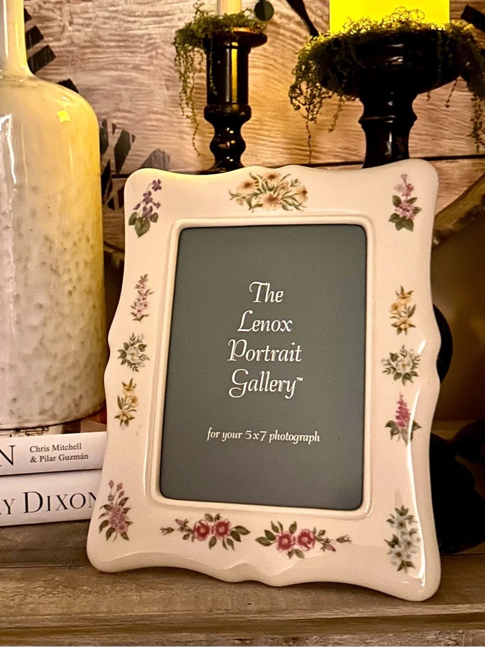 Vintage Lenox Constitution Floral Porcelain Picture Frame w/ Original Box